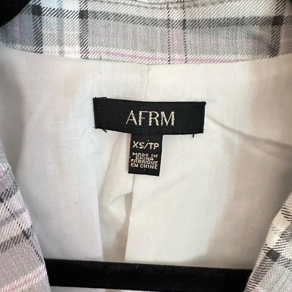 NWT AFRM S Lila grey plaid cotton preppy effortless wardrobe staple denim blazer - Picture 6 of 16
